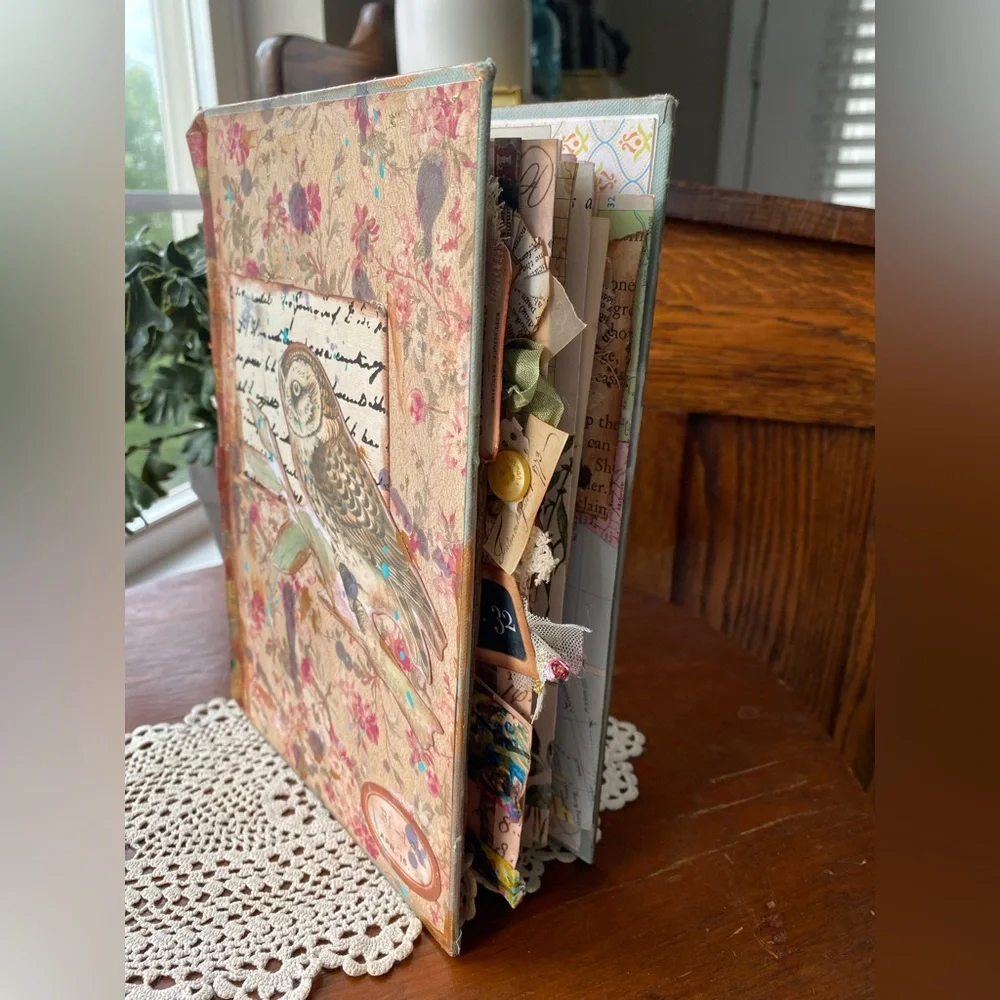NWT - Hardcover Vintage Collage Art Journal with Owl Travelers Notebook